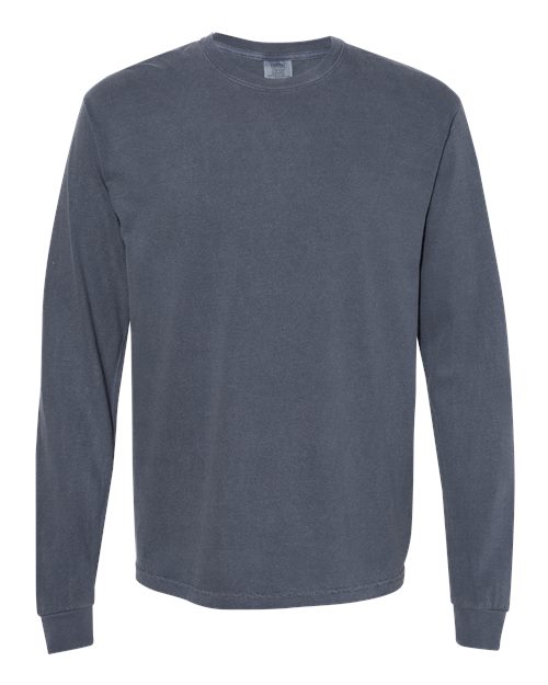 Unisex Garment-Dyed Heavyweight Long Sleeve T-Shirt - Denim Front