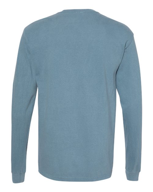 Unisex Garment-Dyed Heavyweight Long Sleeve T-Shirt - Ice Blue Back