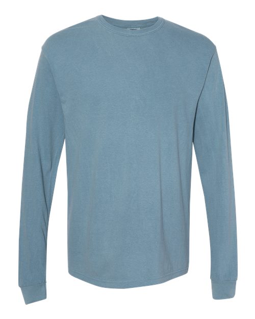 Unisex Garment-Dyed Heavyweight Long Sleeve T-Shirt - Ice Blue Front