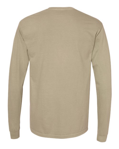 Unisex Garment-Dyed Heavyweight Long Sleeve T-Shirt - Khaki Back