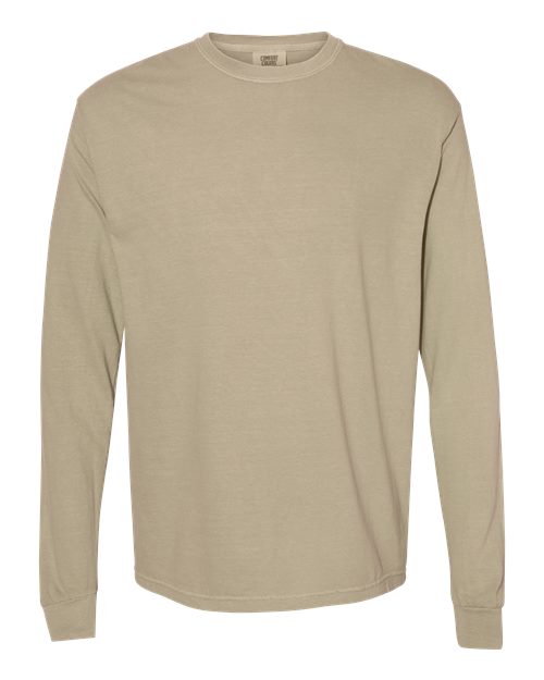 Unisex Garment-Dyed Heavyweight Long Sleeve T-Shirt - Khaki Front