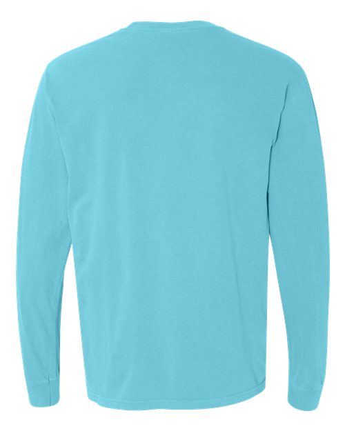Unisex Garment-Dyed Heavyweight Long Sleeve T-Shirt - Lagoon Back