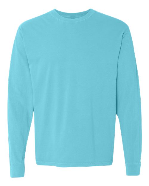 Unisex Garment-Dyed Heavyweight Long Sleeve T-Shirt - Lagoon Front