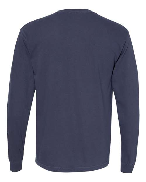 Unisex Garment-Dyed Heavyweight Long Sleeve T-Shirt - Navy Back