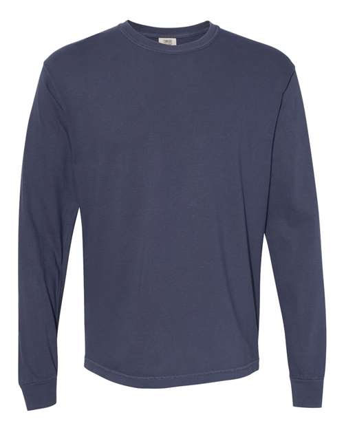 Unisex Garment-Dyed Heavyweight Long Sleeve T-Shirt - Navy Front
