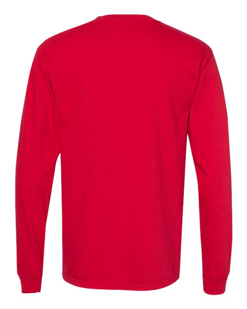 Unisex Garment-Dyed Heavyweight Long Sleeve T-Shirt - Red Back