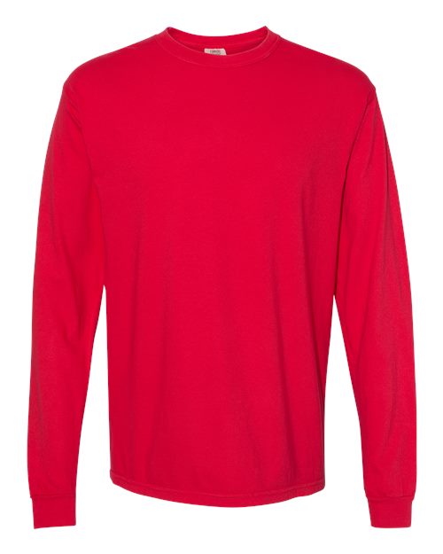 Unisex Garment-Dyed Heavyweight Long Sleeve T-Shirt - Red Front