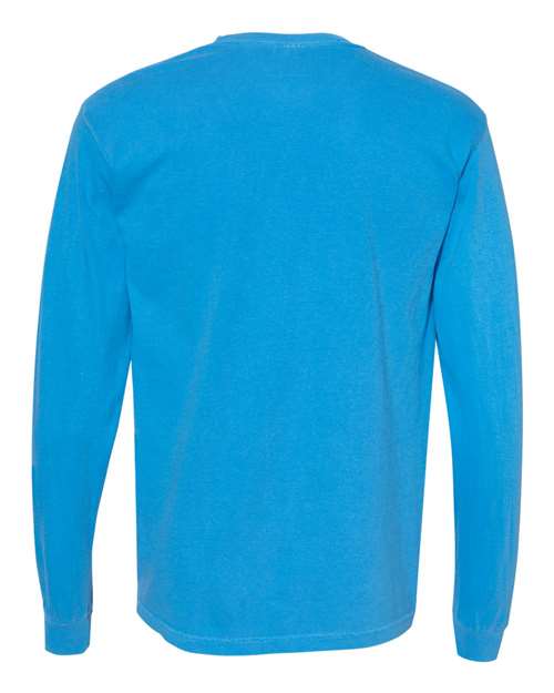 Unisex Garment-Dyed Heavyweight Long Sleeve T-Shirt - Royal Caribe Back