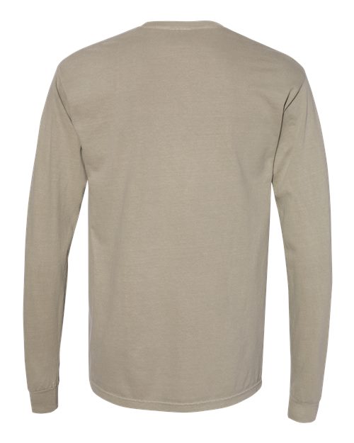 Unisex Garment-Dyed Heavyweight Long Sleeve T-Shirt - Sandstone Back
