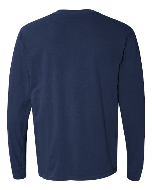 Unisex Garment-Dyed Heavyweight Long Sleeve T-Shirt - True Navy Back