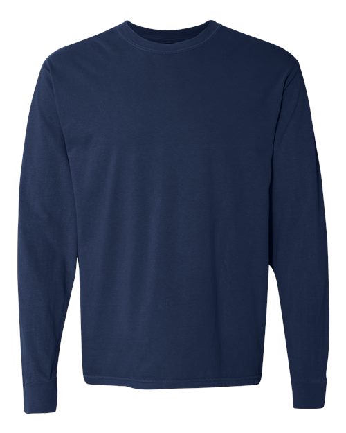Unisex Garment-Dyed Heavyweight Long Sleeve T-Shirt - True Navy Front