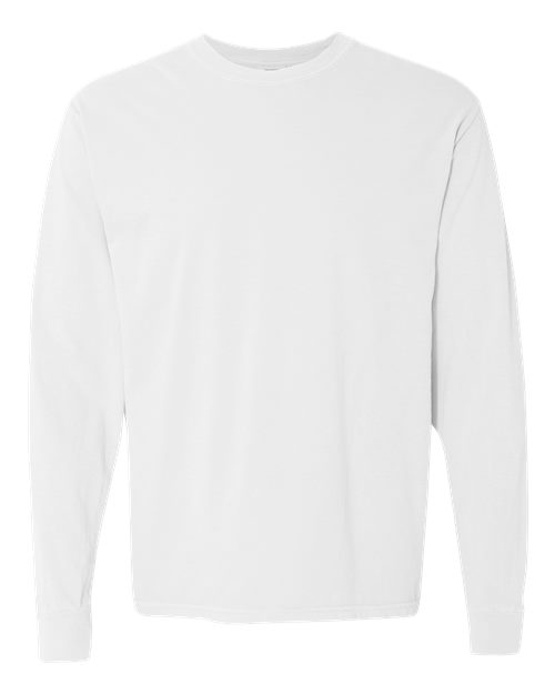 Unisex Garment-Dyed Heavyweight Long Sleeve T-Shirt - White Front