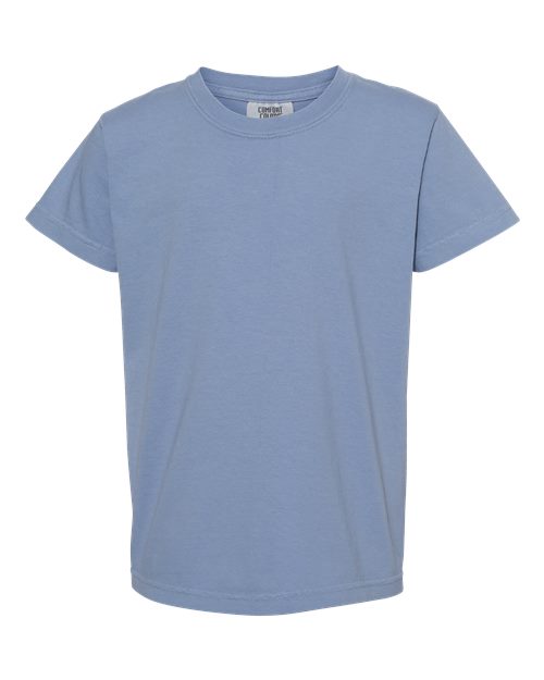 Comfort Colors Youth Garment-Dyed Heavyweight T-Shirt - Washed Denim Front