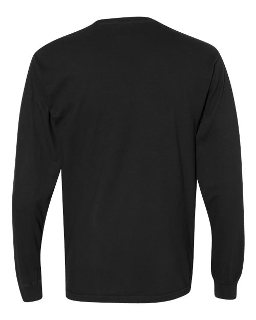 Unisex Garment-Dyed Heavyweight Long Sleeve Pocket T-Shirt - Black Back