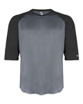 Badger Youth B-Core Three-Quarter Sleeve Baseball T-Shirt - Graphite/ Black Front