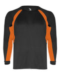 Badger Youth B-Core Hook Long Sleeve T-Shirt - Black/ Burnt Orange Front