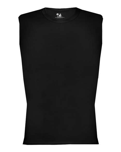 Badger Men's Pro-Compression Sleeveless T-Shirt - Black Front