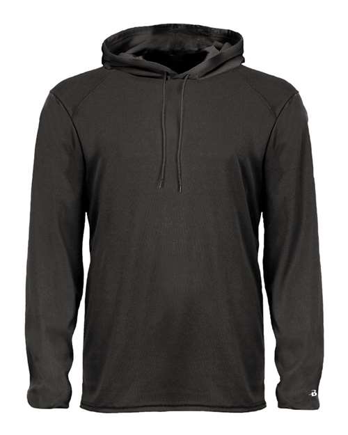 Badger Unisex B-Core Hooded Long Sleeve T-Shirt - Black Front
