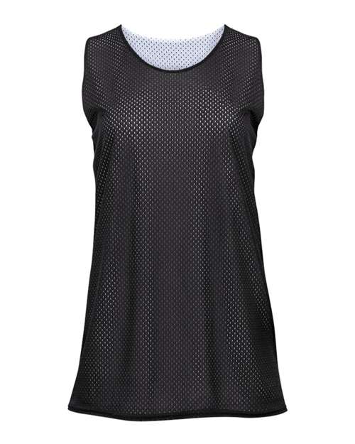 Badger Women's Pro Mesh Reversible Tank Top - Black/ White Front
