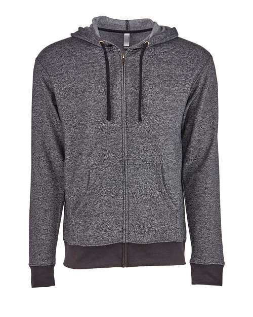 Next Level Unisex Pacifica Full-Zip Hoodie Sweatshirt - Black Front