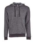 Next Level Unisex Pacifica Full-Zip Hoodie Sweatshirt - Black Front