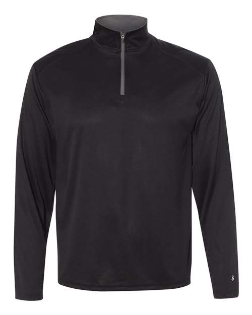 Badger Men's B-Core Quarter-Zip Pullover - Black/ Graphite Front