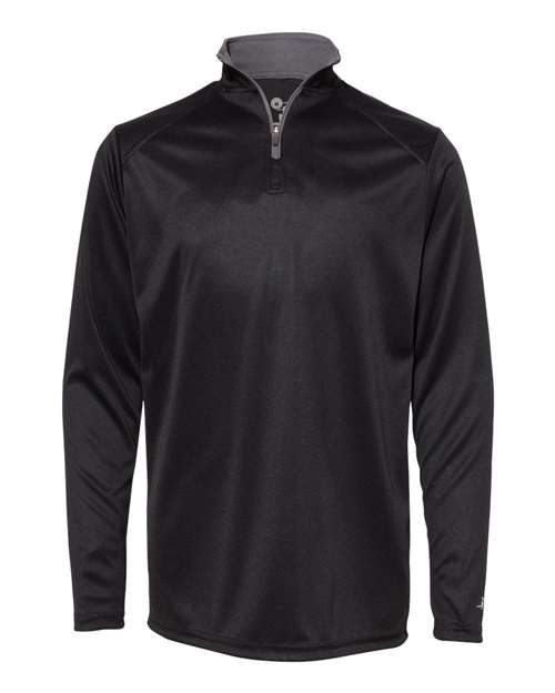 Badger Youth B-Core Quarter-Zip Pullover - Black/ Graphite Front