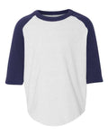 Augusta Sportswear Toddler Three-Quarter Sleeve Baseball Jersey - White/ Navy Front
