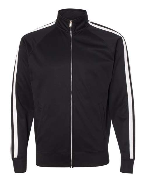Independent Trading Co. Men's Lightweight Poly-Tech Full-Zip Track Jacket - Black Front
