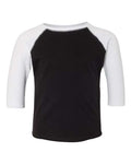 Rabbit Skins Toddler Baseball Fine Jersey Three-Quarter Sleeve Tee - Black Solid/ White Front