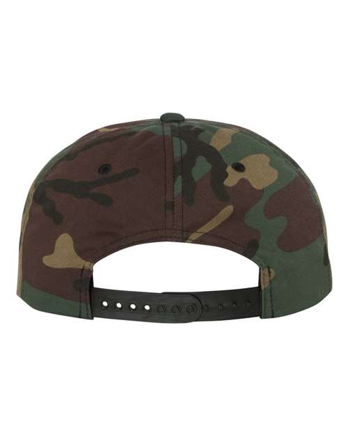 Premium Flat Bill Snapback Cap - Green Camo Back