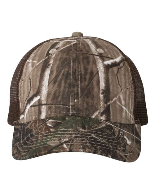 Licensed Camo Mesh Back Cap - Realtree AP/ Brown Front
