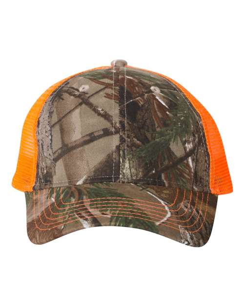 Licensed Camo Mesh Back Cap - Realtree AP/ Neon Orange Front
