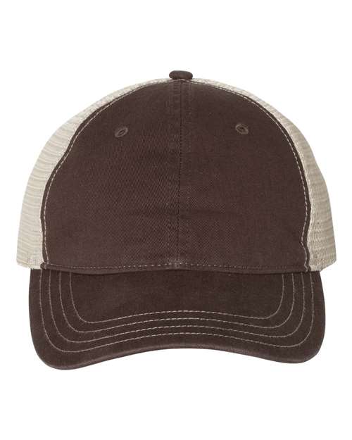 Richardson Garment-Washed Trucker Cap - Brown/ Khaki Front