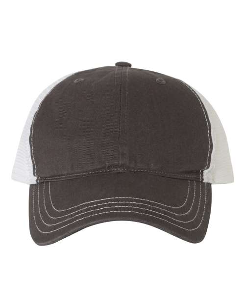Richardson Garment-Washed Trucker Cap - Charcoal/ White Front