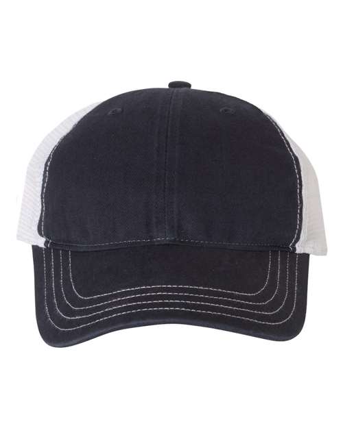 Richardson Garment-Washed Trucker Cap - Navy/ White Front