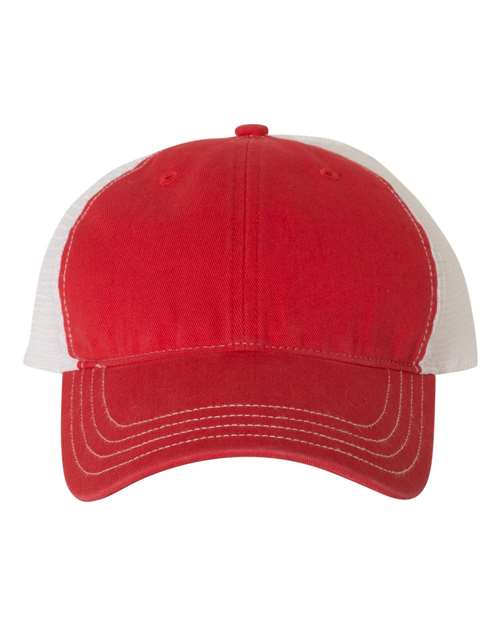 Richardson Garment-Washed Trucker Cap - Red/ White Front