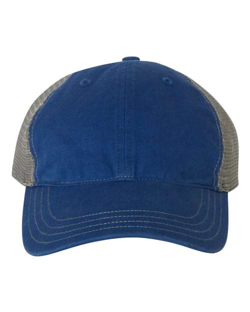 Richardson Garment-Washed Trucker Cap - Royal/ Charcoal Front