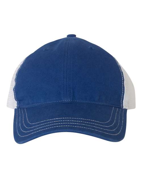 Richardson Garment-Washed Trucker Cap - Royal/ White Front