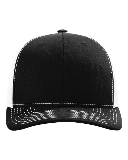 Richardson Snapback Trucker Cap - Black/ White Front
