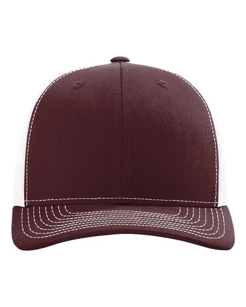 Richardson Snapback Trucker Cap - Maroon/ White Front