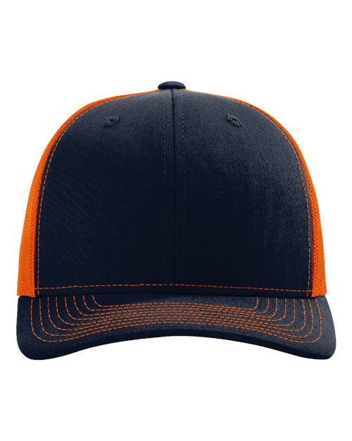 Richardson Snapback Trucker Cap - Navy/ Orange Front