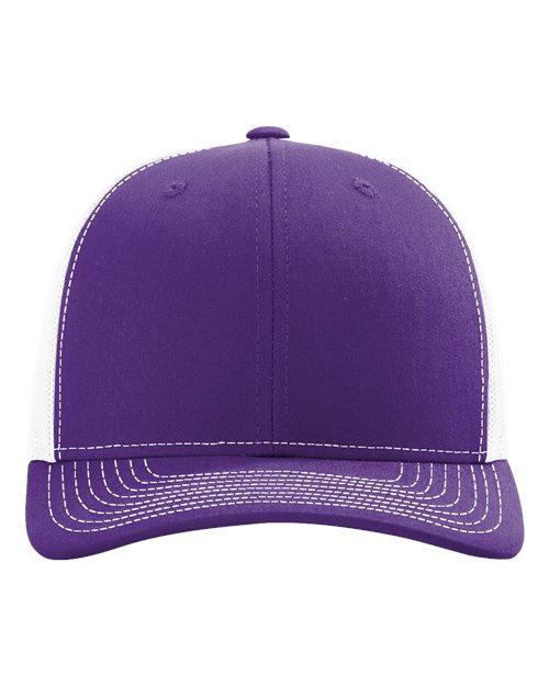 Richardson Snapback Trucker Cap - Purple/ White Front