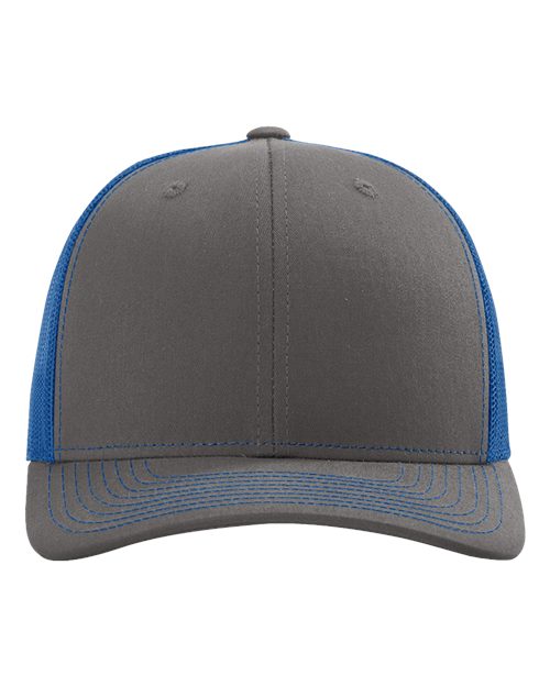 Richardson Snapback Trucker Cap - Charcoal/ Royal Front