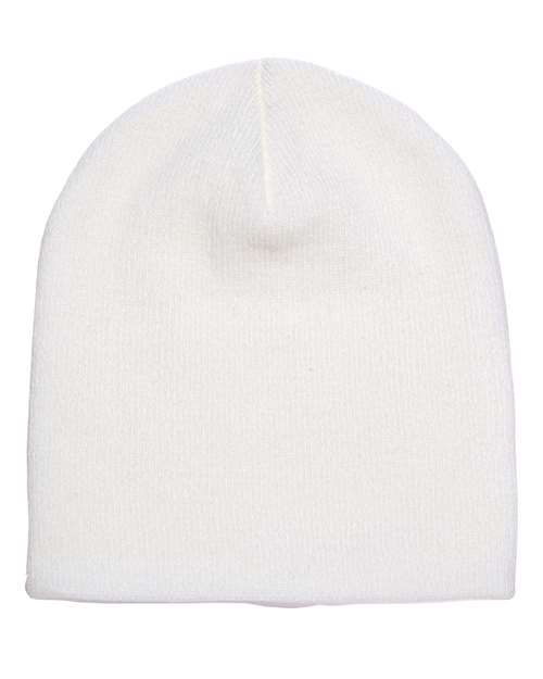 8 1/2" Beanie - White Front