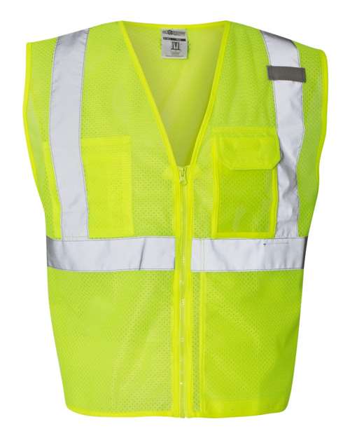 Kishigo Unisex Clear ID Vest with Zipper Closure - Lime Front