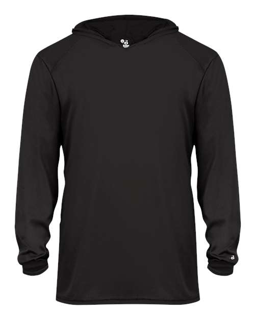 Badger Youth B-Core Hooded Long Sleeve T-Shirt - Black Front