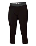 Badger Youth Compression Calf-Length Tights - Black Front