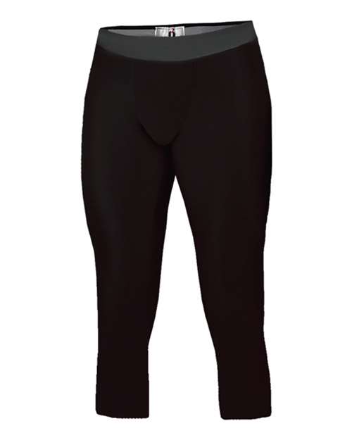 Badger Youth Compression Calf-Length Tights - Black Front