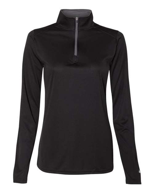 Badger Women’s B-Core Quarter-Zip Pullover - Black/ Graphite Front